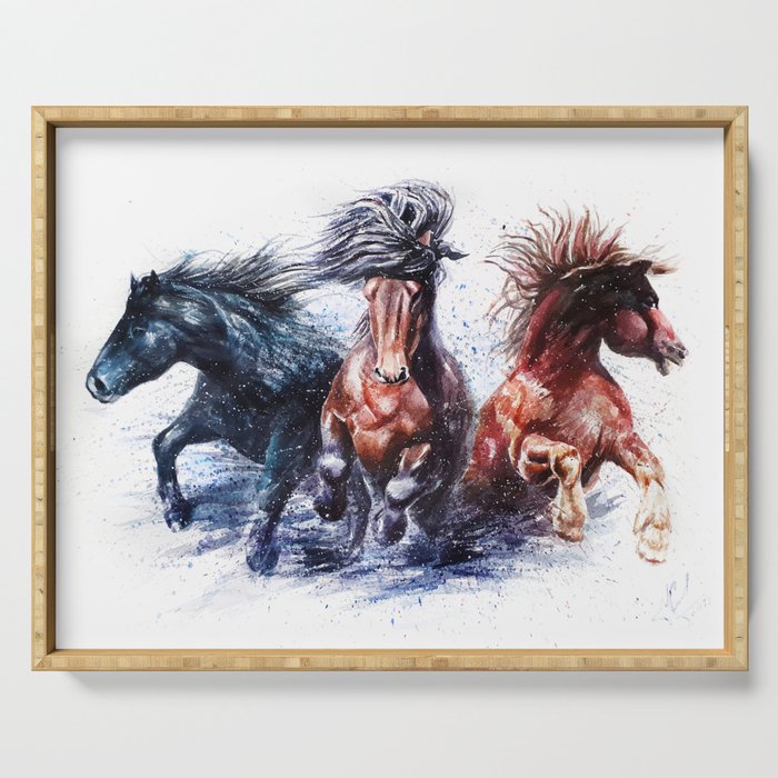 Horses watercolor Serving Tray