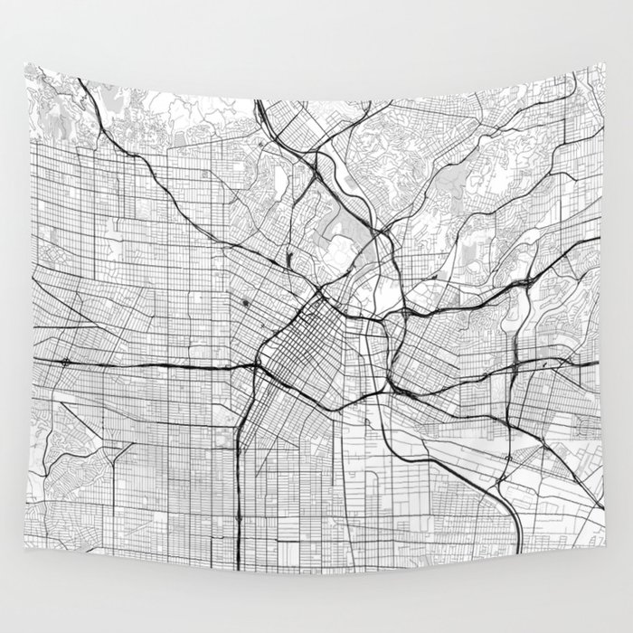 Los Angeles Map Gray Wall Tapestry by City Art Posters  Society6