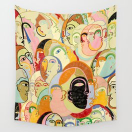 Everyone Wall Tapestry | Faces, Surreal, Drawing, Humans, Painting, People, Digital, Curated, Abstract, Leovy 
