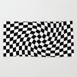 Check VIII - Black Twist — Checkerboard Print Beach Towel