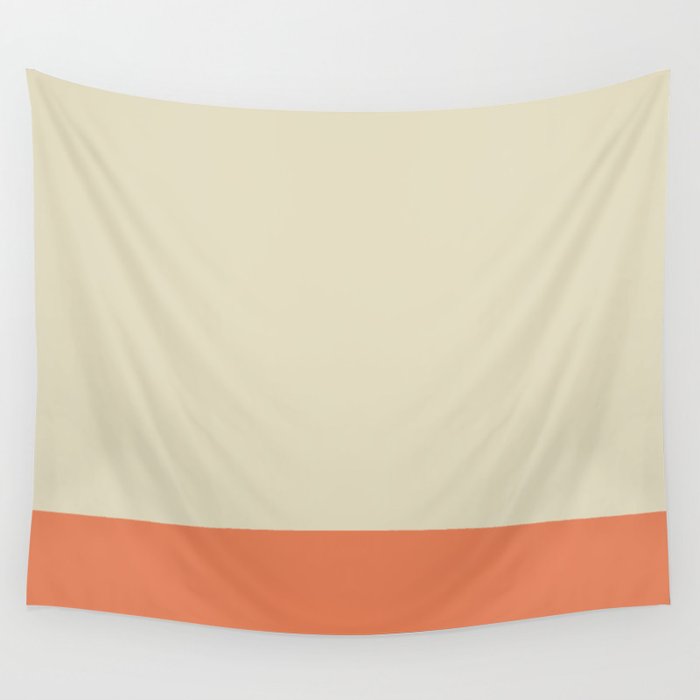 Minimalist Color Block Solid in Cream Beige and Light Pumpkin Orange Wall Tapestry