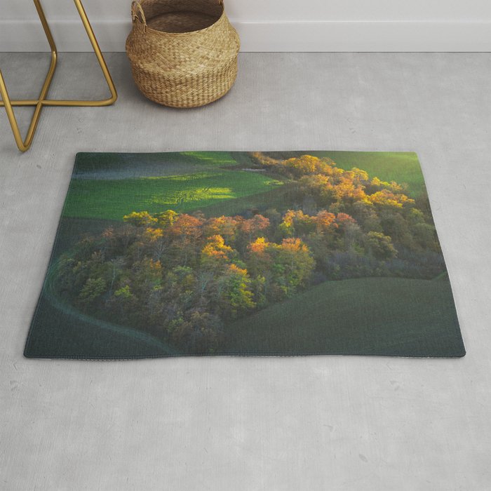 Colourful heart shaped woods in autumn. Tuscany, Italy Rug