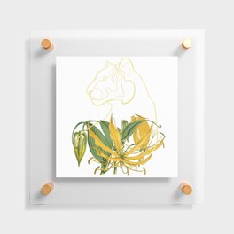 Yellow Lily Line Art Turned Tiger Head Floating Acrylic Print