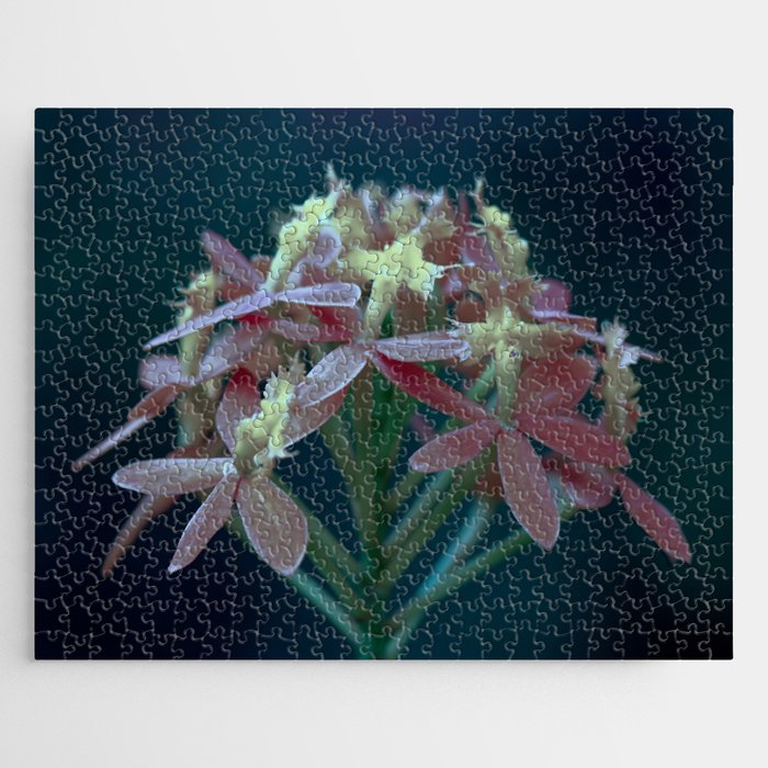 Moody Vibe With Blue Tint Orchid Flower Jigsaw Puzzle