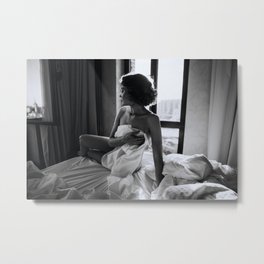 After you're gone in the morning, '97; female nude in bed romantic elegant black and white portrait photograph - photography - photographs Metal Print | Female, Nude, Glamour, Modelling, Romance, White, Photo, Inbed, Fashion, Photograph 