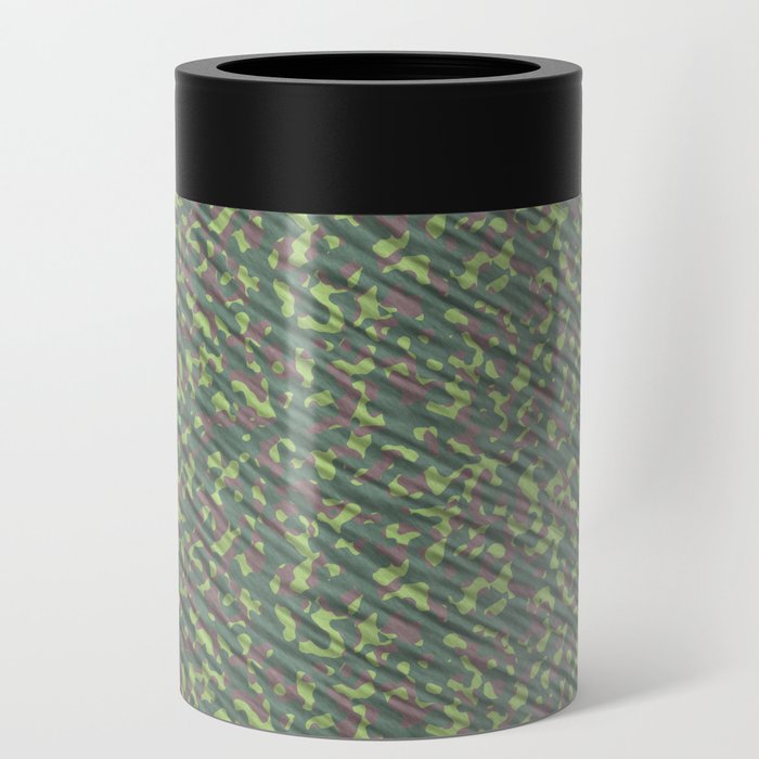 Lime Green Brown Army Camouflage Can Cooler By Textures