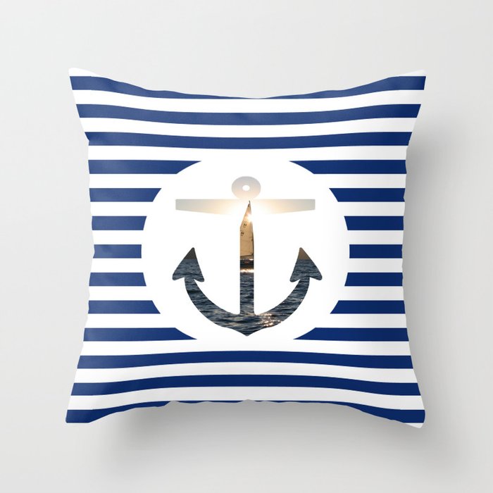 Nautical Anchor Throw Pillow