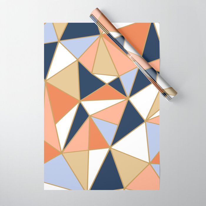 Geometric Art Orange Navy Blue Gold Abstract Art Wrapping