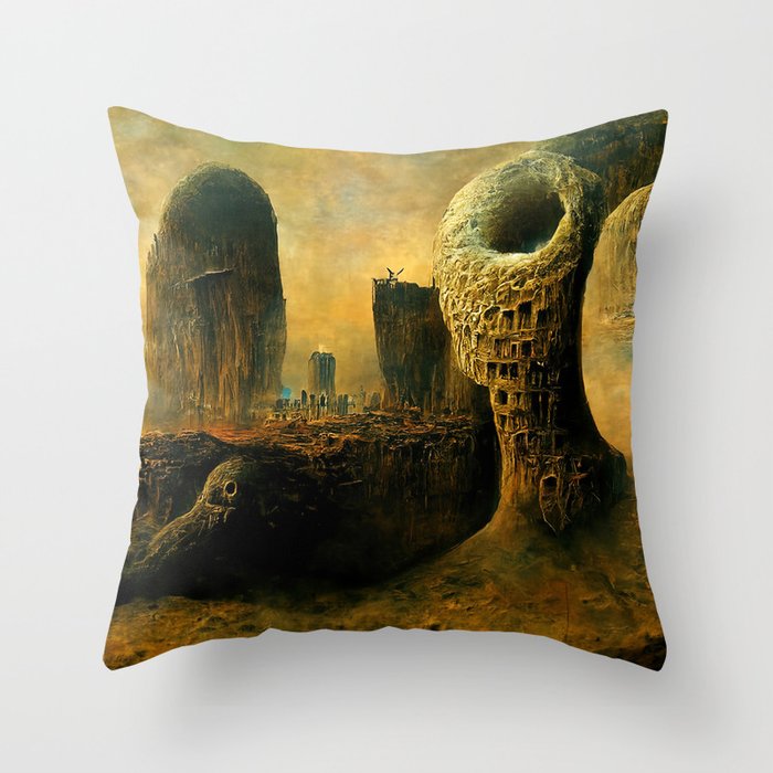 Alien City Throw Pillow