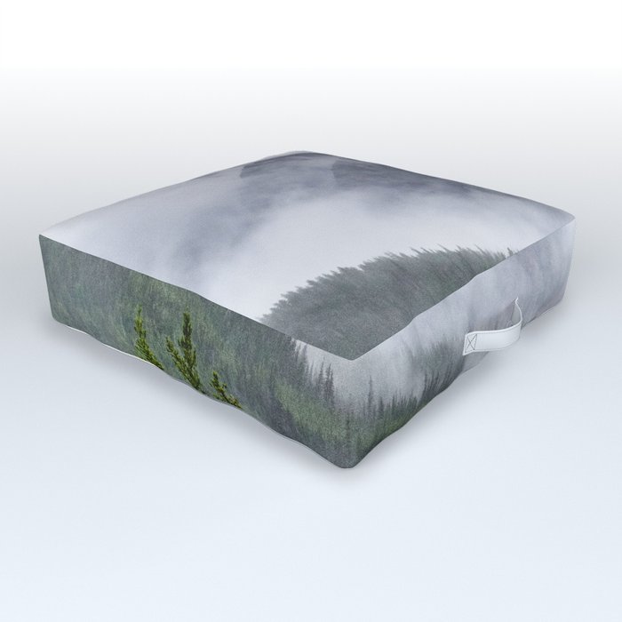 Jasper National Park Fog | Landscape Photography Outdoor Floor Cushion