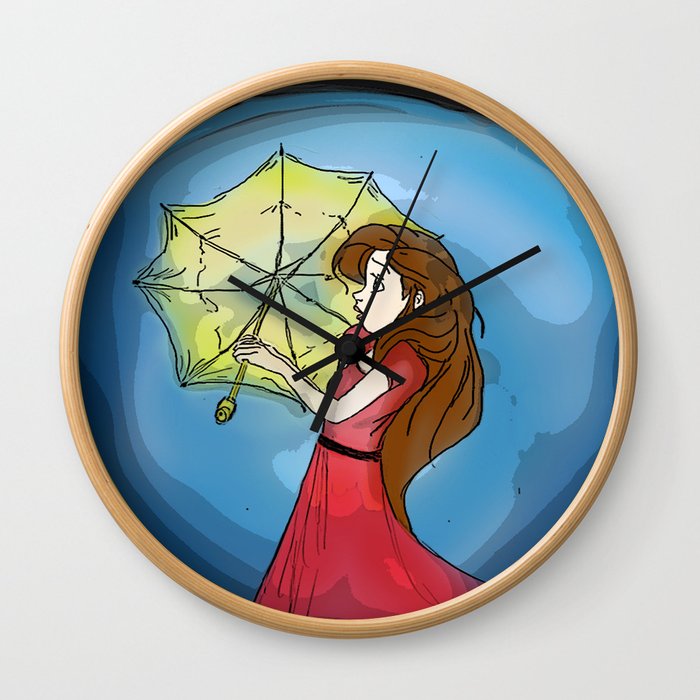 Girl in Red Wall Clock