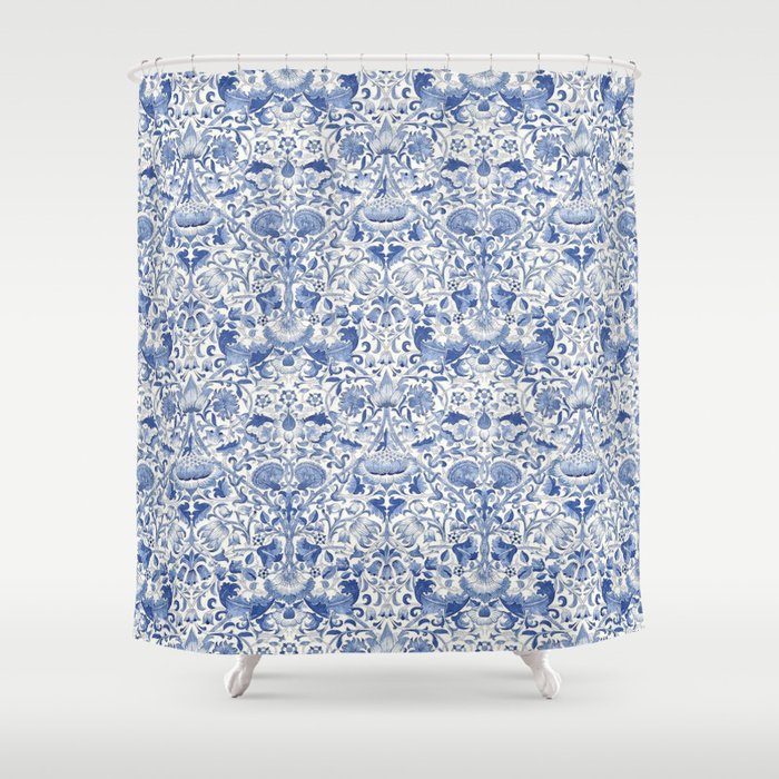 William Morris Vintage Lodden China Blue Toile Shower Curtain