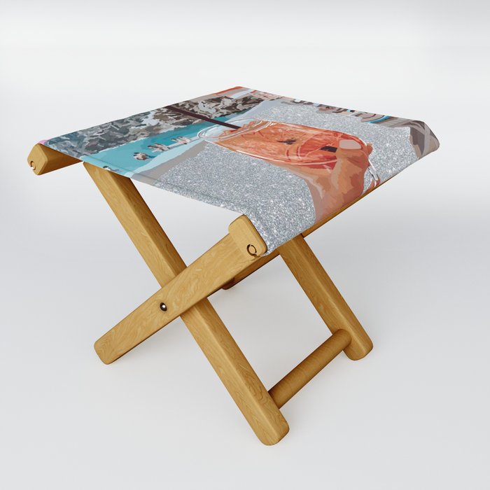 Glitter Aperol Spritz Folding Stool