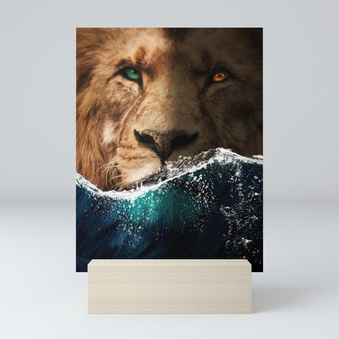 Lion behind the Ocean Mini Art Print
