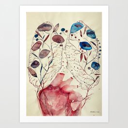 breath Art Print | Healthcare, Artforsale, Madewithlove, Homedecor, Art, Wallart, Painting, Flowerslungs, Heart, Humananatomy 