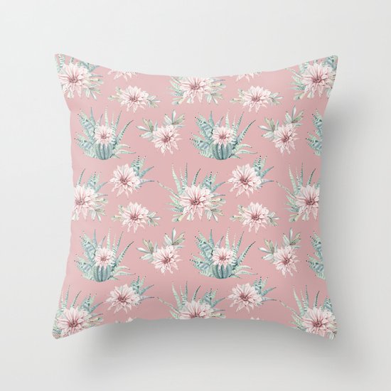 Echeveria Garden Roses Coral Rose Pink Throw Pillow by Nature Magick Society6