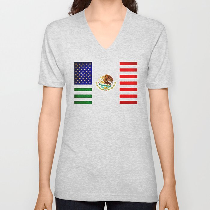MEXICAN AMERICAN FLAG - 017 V Neck T Shirt
