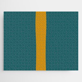 Teal blue with yellow abstract line Jigsaw Puzzle