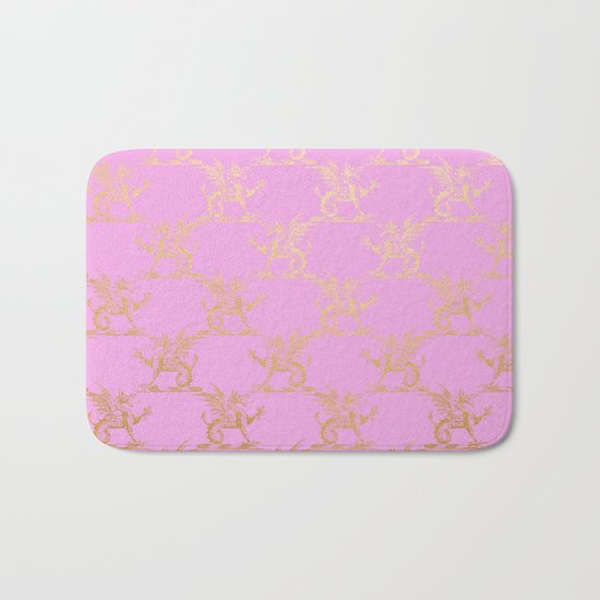 Princess like I - Gold glitter effect lion pattern on pink background #Society6 Bath Mat
