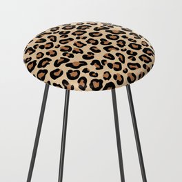 Leopard Print, Black, Brown, Rust and Tan Counter Stool