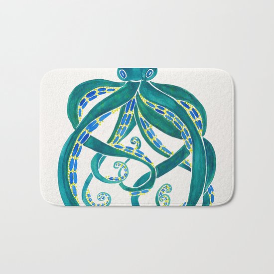 Watercolor Octopus Bath Mat