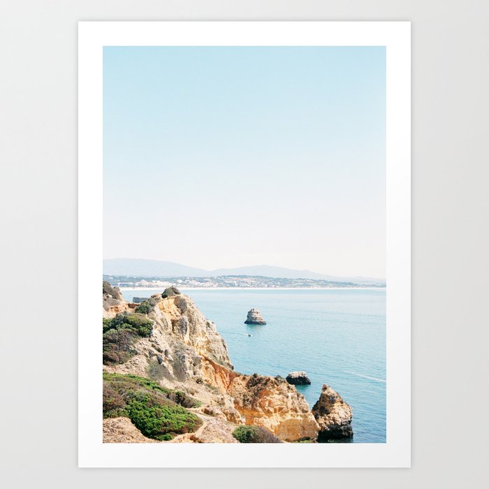 Coast of Lagos, Algarve in Portugal | Bright and airy seascape photography art Art Print