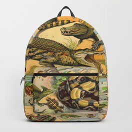 Reptiles Chart Nature Vintage Snake Turtle Alligator Backpack