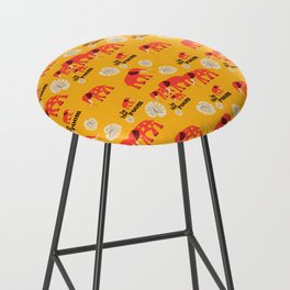 Elephant in the room: Retro font and art in bright red and yellow (with bonus monstera leaf) Bar Stool