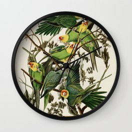Carolina Parrot - John James Audubon's Birds of America Print Wall Clock