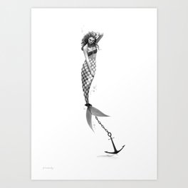 Anchored Mermaid 2 Art Print