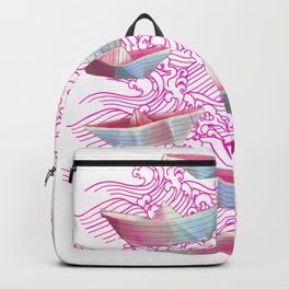 Pink waves and paper boats Backpack