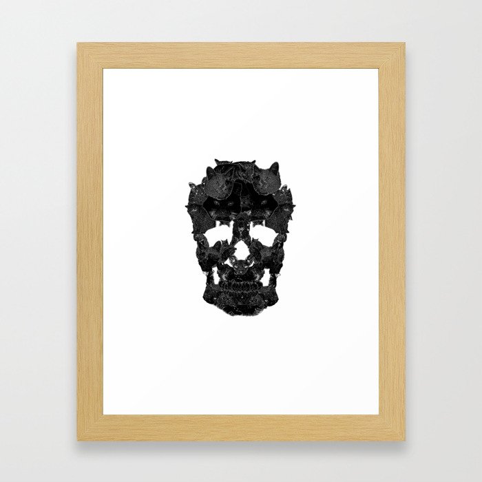 Sketchy Cat skull Framed Art Print