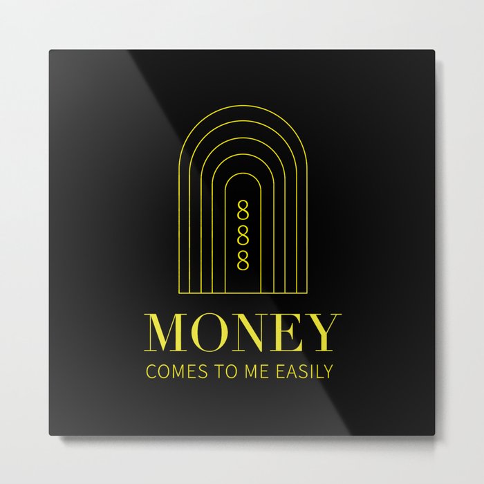 Money Affirmations black & gold 888 Metal Print