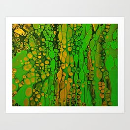 Abstract Acrylic Pour Art - Lime Art Print