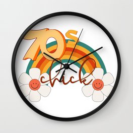 70s Chick Flower Child Wall Clock