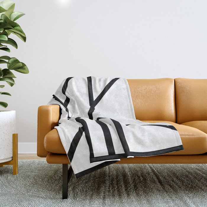 Bold Deco - Art Deco Abstract Line Art in Black and White Throw Blanket