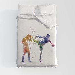 muay thai karate in watercolor Duvet Cover