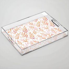 Watercolor branches - pastel orange and pink Acrylic Tray