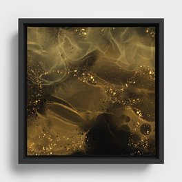 Glitter Gold Black Modern Fire Sky Collection Framed Canvas