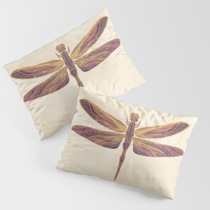 Art Nouveau Dragonfly In Purple Pillow Sham