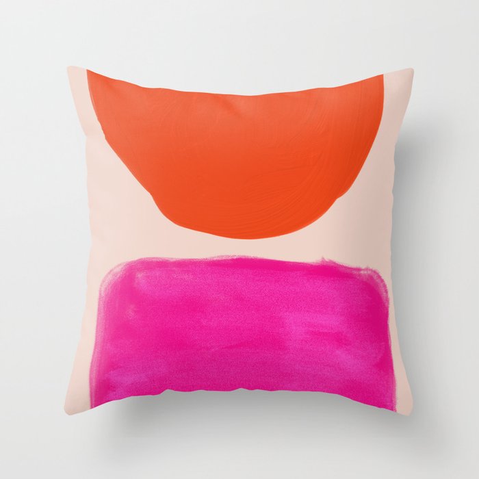 Trajectories in Bold Coral Orange and Fuchsia Pink Throw Pillow