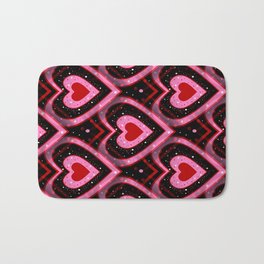 Heavenly Hearts Bath Mat | Decoration, Graphicdesign, Pink, Pattern, Illustration, Hearts, Repeat, Black, Happyvalentinesday, Redheart 
