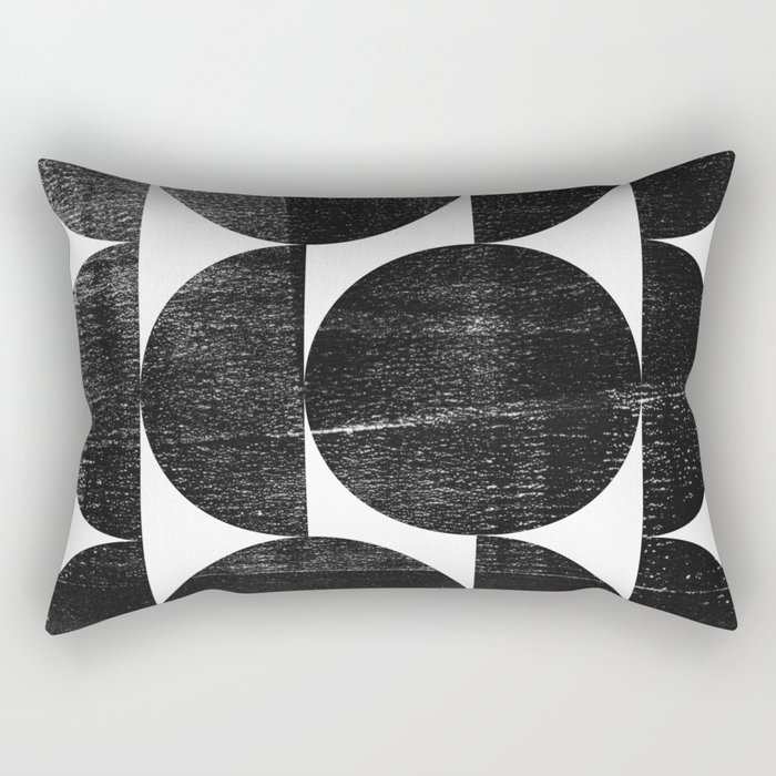 Black and White Mid Century Modern Op Art Rectangular Pillow