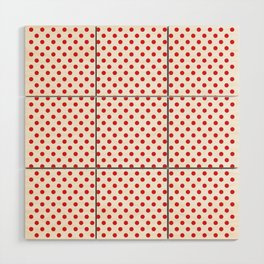 Cute Tiny Red Polka Dots Print Dotted Pattern Wood Wall Art