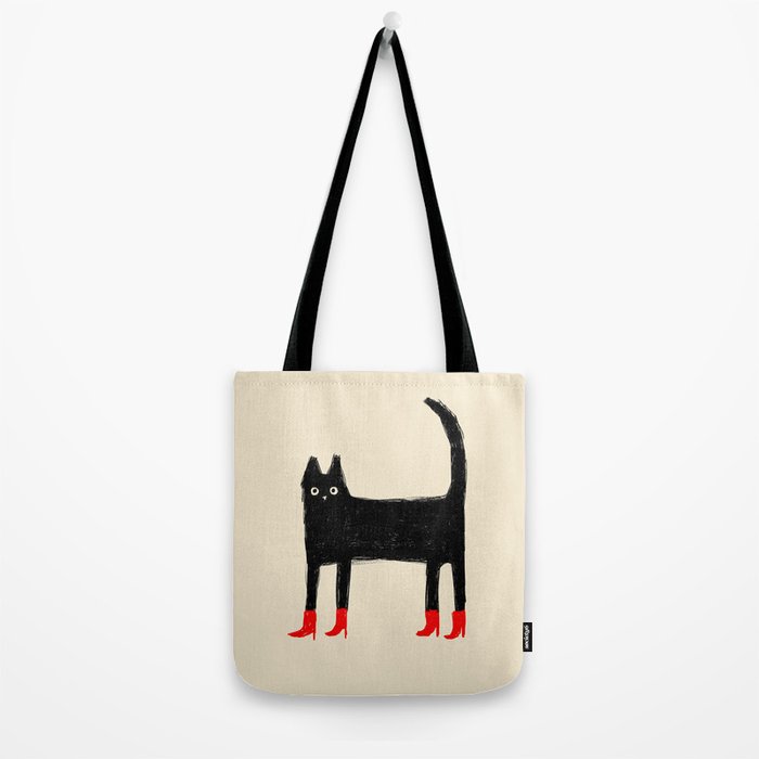 Black Cat in Red Boots Tote Bag by tascha | Society6