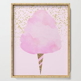 Pink & Gold Glitter Cotton Candy Serving Tray