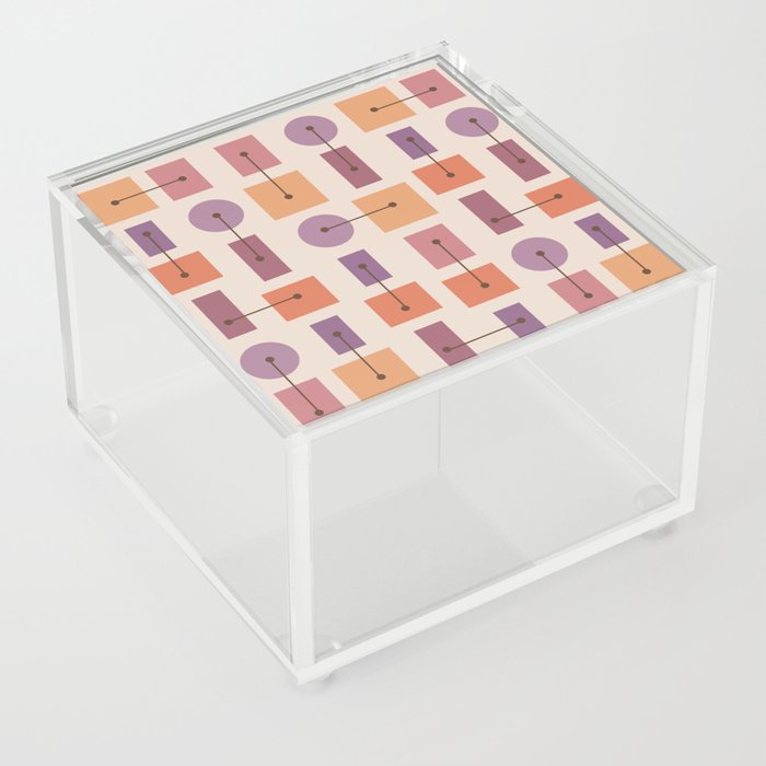 Atomic Age Simple Shapes Orange Purple Acrylic Box