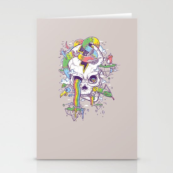 Flying Rainbow skull Island Stationery Cards