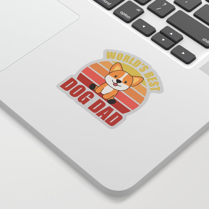 Worlds Best Dog Dad Sweet Dog Corgi Dog Sunset Sticker