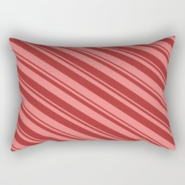 [ Thumbnail: Light Coral & Brown Colored Lined/Striped Pattern Rectangular Pillow ]